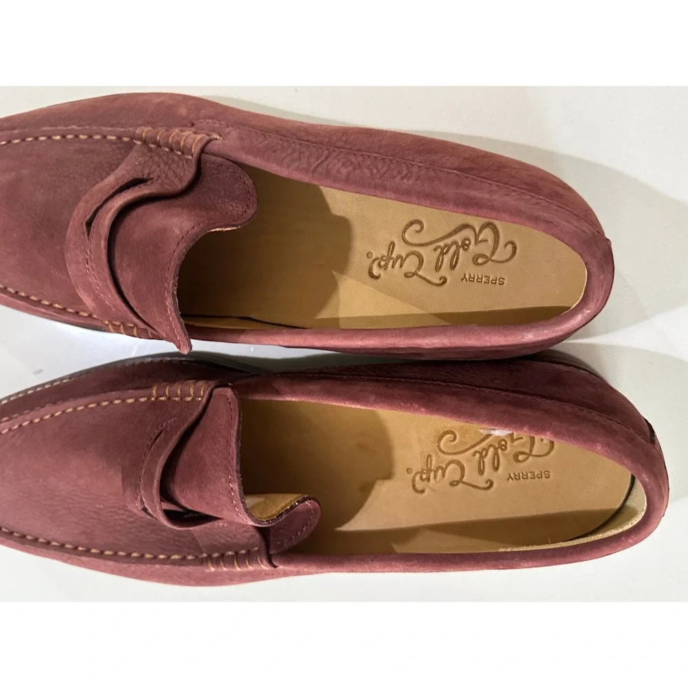 Sperry Gold Cup Exeter Penny Loafer Burgundy Nubuck Leather‎ Mens 11.5 STS18374